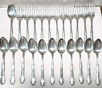 Oneida 1881 Rogers FLIRTATION 12 Teaspoons 6"/11 Salad Forks Silverplate 1959 - Image 1 of 4
