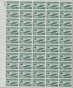 US Scott 1091, International Naval Review , 1957, Full Mint Sheet of 50, F/VF - Picture 1 of 2