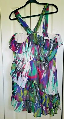 Johnny Martin XXL краска брызги дизайн короткое платье 2 X сделано в США оборки - Изображение 1 из 4