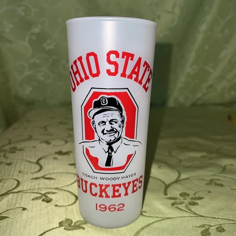 Ohio State Buckeyes Woody Hayes 1962 Team Frosted Collins 6½" Glass PLAYERS LIST Cover