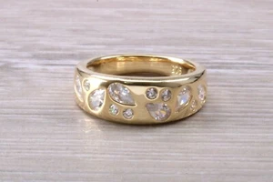 Wide and Chunky Diamond set Band, Round and Teardrop Cut Diamonds - Picture 1 of 8