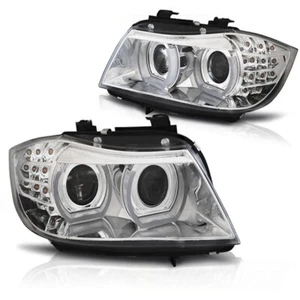 Xenon Scheinwerfer 3D Angel Eyes für BMW 3er E90 E91 LCI Bj. 09-12 Chrom AFS - Bild 1 von 1