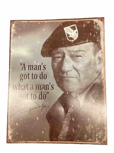 John Wayne Blechschild - A Man's Got To Do - Green Berets - Vintage - Retro - Bild 1 von 2