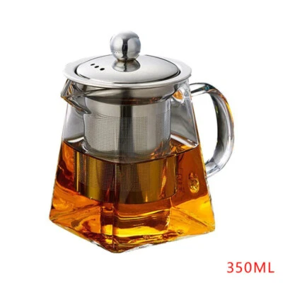 Heat Resistant Glass Teapot With Stainless Steel Infuser Heated Container New - Image 1 of 4