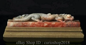 3.8" Chinese Natural Shoushan stone Carving Dragon Beast Seal Signet - Picture 1 of 9