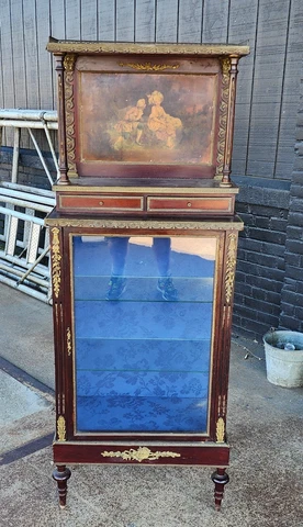 Antique Napoleon III French Empire Period Mahogany Vitrine Cabinet c1850 Cover