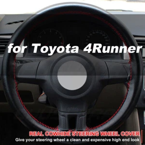 Black Leather Steering Wheel Cover + Needle + Red Wire for Toyota 4Runner - Foto 1 di 10