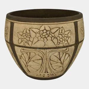 Weller Claywood Vintage Art Pottery Brown Floral Ceramic Jardiniere Planter - Picture 1 of 6