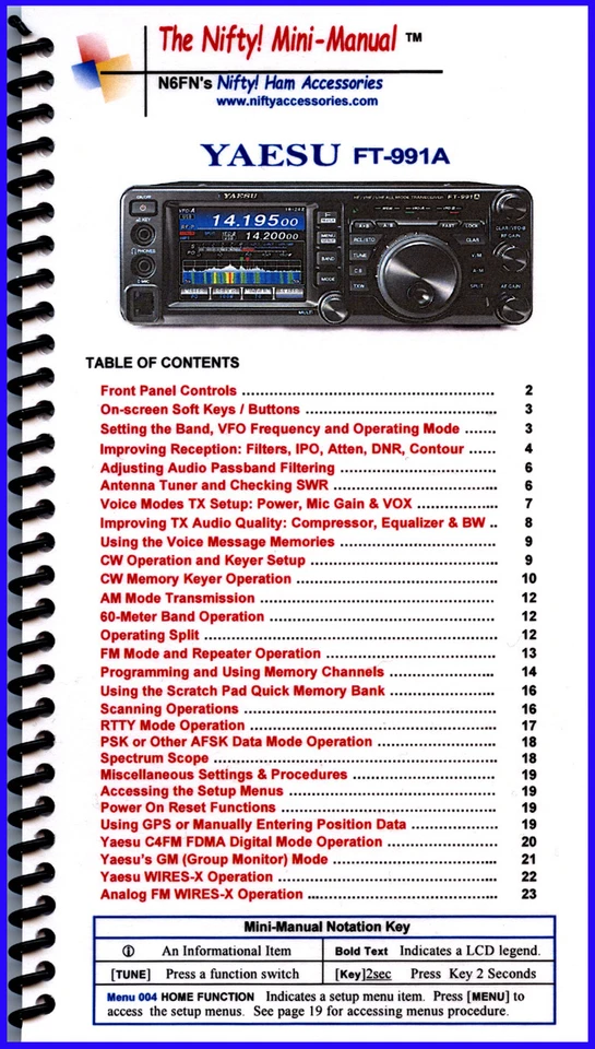 Yaesu FT-991A HF/VHF/UHF Transceiver Mini-Manual from Nifty Accessories - Image 1 of 1