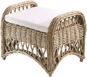 KINGSTON Rattanhocker Sitzhocker Hocker - aus Rattan - kubu grey - mit Kissen - Bild 1 von 8