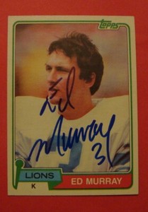 1981 TOPPS #440 ED MURRAY AUTOGRAPH FOOTBALL CARD DETROIT LIONS 
