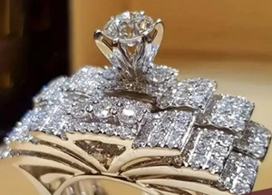 Juego de boda de diamantes de imitación talla 9 #766 - Imagen 1 de 3