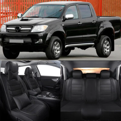 Funda de cojín de 5 asientos delantera trasera completa para camioneta Toyota Hilux 2004-2022 con almohadas Foto 1 de 4