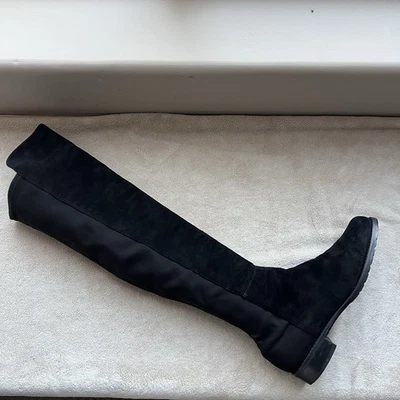Stuart Weitzman 5050 Black Suede Over The Knee Tall Boots Women 9 M Back Stretch - Image 1 of 4