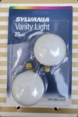 2x Sylvania Vanity Globe Light - 25W G16.5 *NON LED* Small Base 120V Light Bulbs - Image 1 of 2