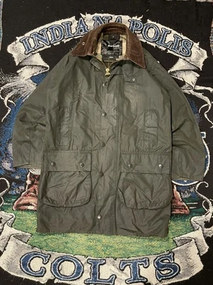 Abrigo Chaqueta de Campo Barbour Vintage Border Cera Impermeable Verde Talla 38/Pequeño Foto 1 de 4