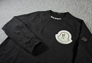 Palm Angels x Moncler Snow Angels Sweatshirt Black L Logo Patch Rare Collab - Picture 1 of 14