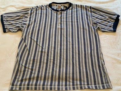 Vintage 90s Striped Route 66 Men’s Shirt 1/4 Button Down Short Sleeved Shirt - Image 1 of 4