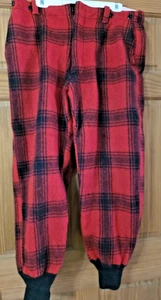 VTG Wool Warm Black Red Buffalo Plaid Hunting Pants 38" x 30" Amalgamated Worker - Picture 1 of 9