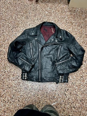 Vintage Italian Leather Moto Jacket Men’s Café Racer Quilted Biker Dark Brown Sm - Image 1 of 4