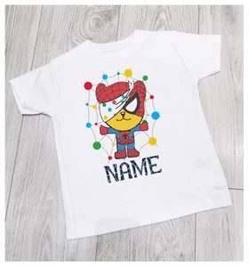 Children In Need Spiderman Personalised T-Shirt Spotty Day Kids Pudsey Bear - Picture 1 of 1