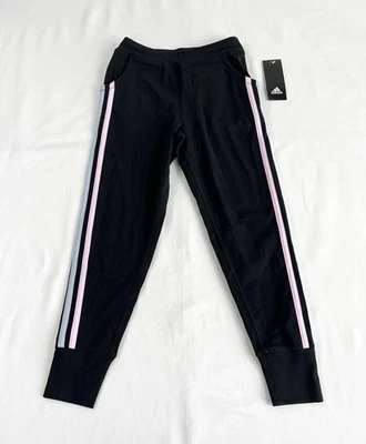 Nuevo Adidas Track Joggers Juveniles S 7/8 Negro con Rayas Laterales Azules y Rosa B511 Foto 1 de 4