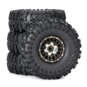 Juego de 4 ruedas y neumáticos Beadlock de latón de 1,0"" para 1/24 axial SCX24 AX24 1/18 TRX4M - Imagen 1 de 14