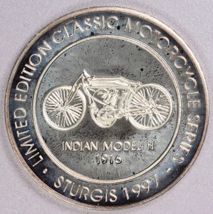 1997 STURGIS Indian Model H. Motorcycle Mount Rushmore .999 Silver Round - Picture 1 of 3