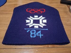 Vintage 1984 Winter Olympics Beanie Brown Avon Tag Double Sided Graphic - Picture 1 of 4