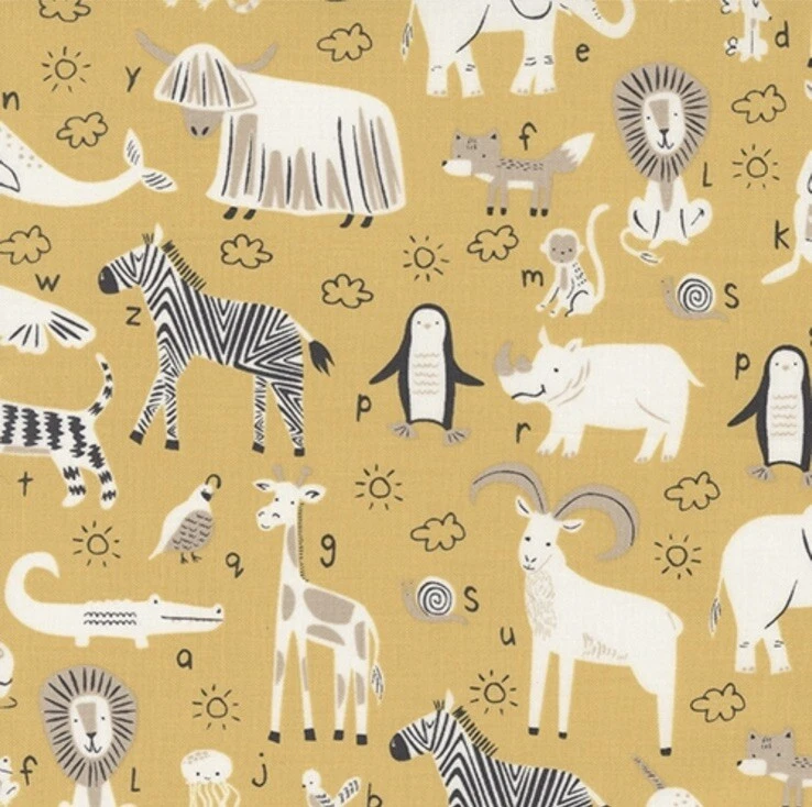Fat Quarter Moda ABC XYZ By Stacy Iest Hsu Alphabet Animal Nursery 100% Cotton - Image 1 of 1