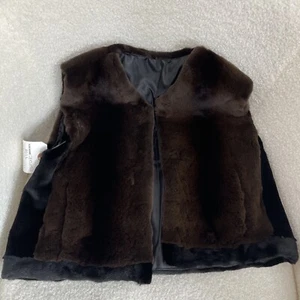 Natural Brown Sheared Mink Fur Child Sized Vest Size 5T+ - Picture 1 of 7