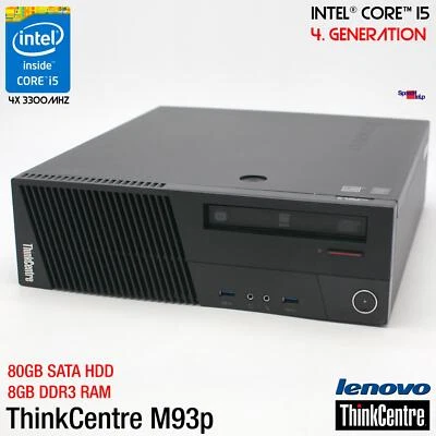 IBM LENOVO THINKCENTRE M93P SFF CORE I5-4590 COMPUTER PC WINDOWS 10 80GB 8GB RAM - Image 1 of 4