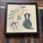 Native American Navajo Indian Sand Painting Sand Signed 12 X 12