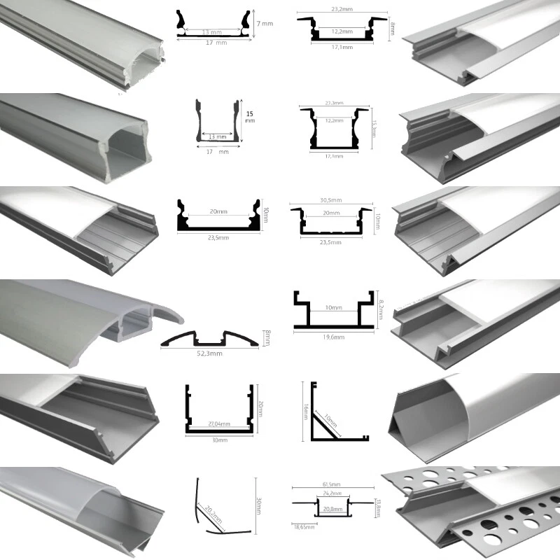 Aluprofil Aluminium Profile Alu Schiene Leiste Leuchte 1m, 2m für LED Streifen - Bild 1 von 1