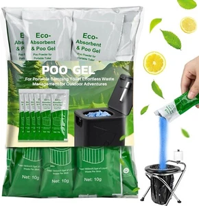Poo Gel for Portable Toilet for Camping - 28 Packs Camping Toilet Bags Lemon Eco - Picture 1 of 6