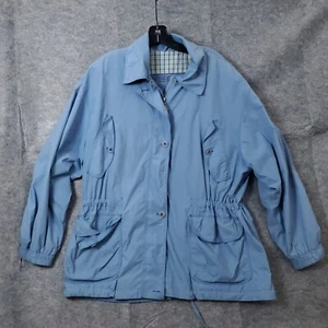 Boston Proper Fitted Jacket Blue Buttons Full Zip Stretch Size Large Solid - Picture 1 of 21