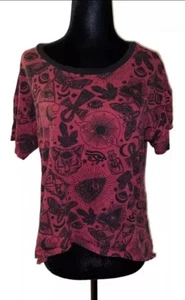 Midnight Hour Unisex S/M Faded Red & Black Short Sleeve T-Shirt - Picture 1 of 7