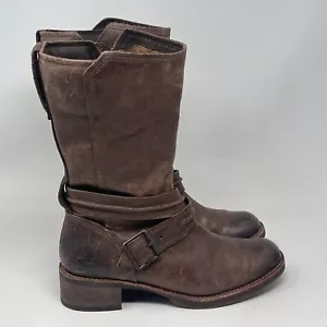 Timberland Whittemore Mid Calf Boots Womens 7.5 Brown Leather Side Zip Buckle - Picture 1 of 14