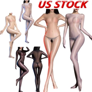 Mujer Una Pieza Aceite Transparente Brillante Completo Bodystocking Lencería Body Gato - Imagen 1 de 83