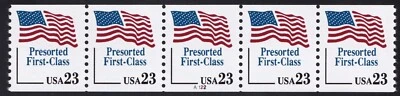 2605 Presorted Flag (23c) PNC Strip of 5 Plate # A122 Unused NH - Image 1 of 2