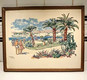 Vintage "CANNES" by Rie Pluim Signed Framed Lithograph 12" x 14.75" - Picture 1 of 9