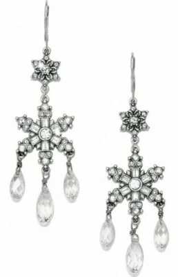 NUEVO CON ETIQUETAS Brighton ARCTICA Plata Cristal Palanca Vacaciones Copo de Nieve Pendientes Precio de venta sugerido por el fabricante 78 USD Foto 1 de 3