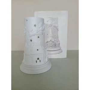 DEPT 56 WINTER SILHOUETTE "WINTER NIGHTS" WHITE PORCELAIN CANDLE CYLINDER IN BOX - Picture 1 of 12
