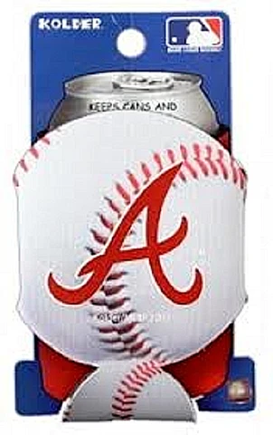 ATLANTA BRAVES "BASEBALL" NEOPRENE CAN DRINK COOLER HOLDER W/ RED & WHITE LOGO A Cover