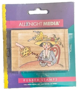 Tasse Freundlichkeit Herzen Tee Party Frau Dame die ganze Nacht Medien Holz Stempel - Bild 1 von 2