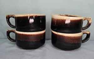 Juego de 4 tazas de café con mango Pfaltzgraff esmalte por goteo marrón - Imagen 1 de 13