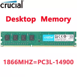 Crucial DDR3L 8GB KIT(1X8GB) 1866 MHZ PC3L-14900 DIMM 240Pin Non-ECC Memory RAM - Picture 1 of 9