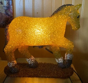 Vintage Beaded Plastic Horse Night Light Popcorn Beads Orange Pony Tabletop 9" - Picture 1 of 6