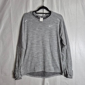Nike Shirt Mens Large Gray Therma Fit Long Sleeve Warm Running Ribbed - 0375 - Picture 1 of 11