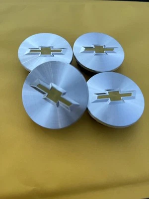 4X CHEVY 58mm Silver Wheel Center Caps, CAMARO, COBALT, CAPTIVA, CRUZE, VOLT - Image 1 of 4